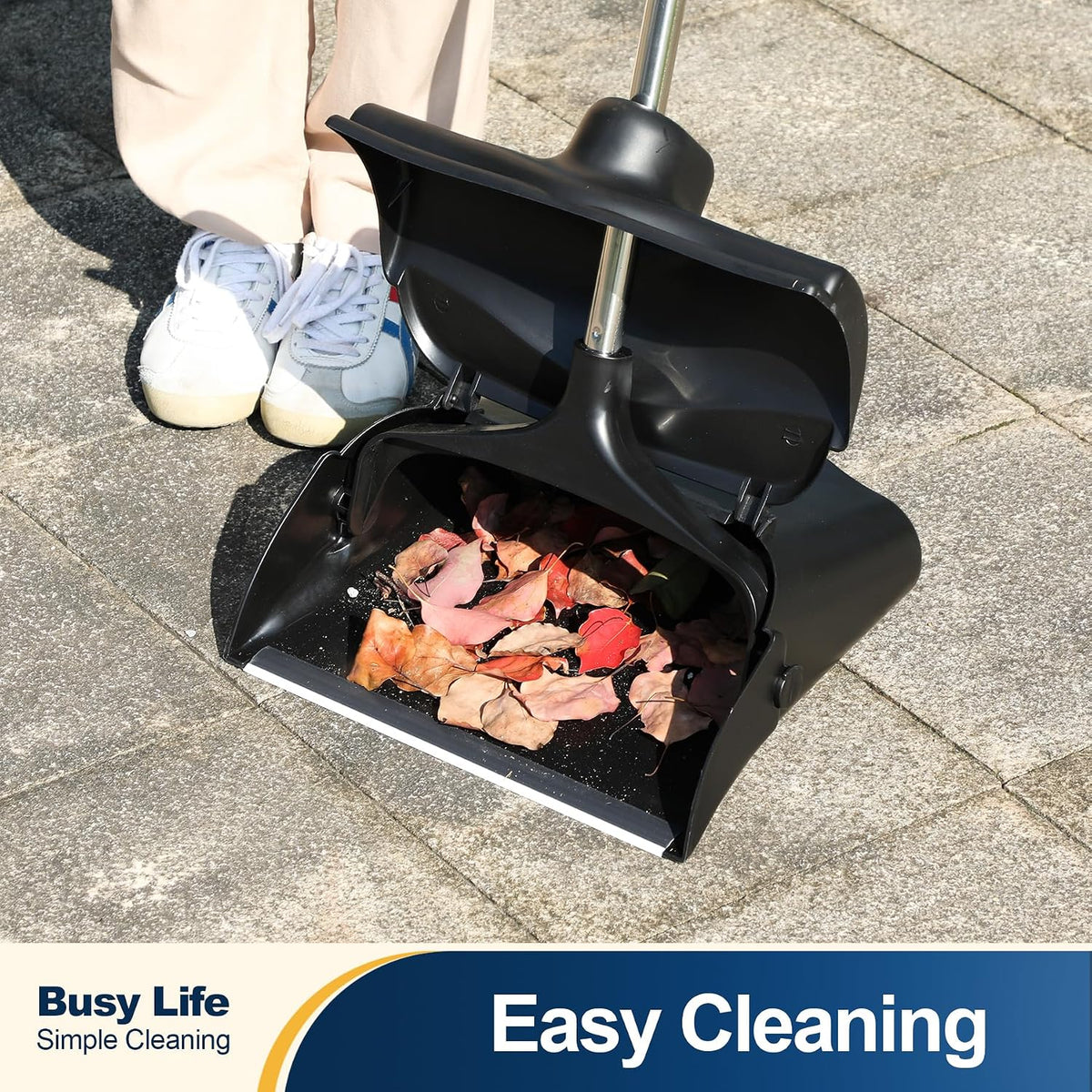 Yocada Commercial Dustpan with Wheels and Windproof Cover Indoor&Outdoor
