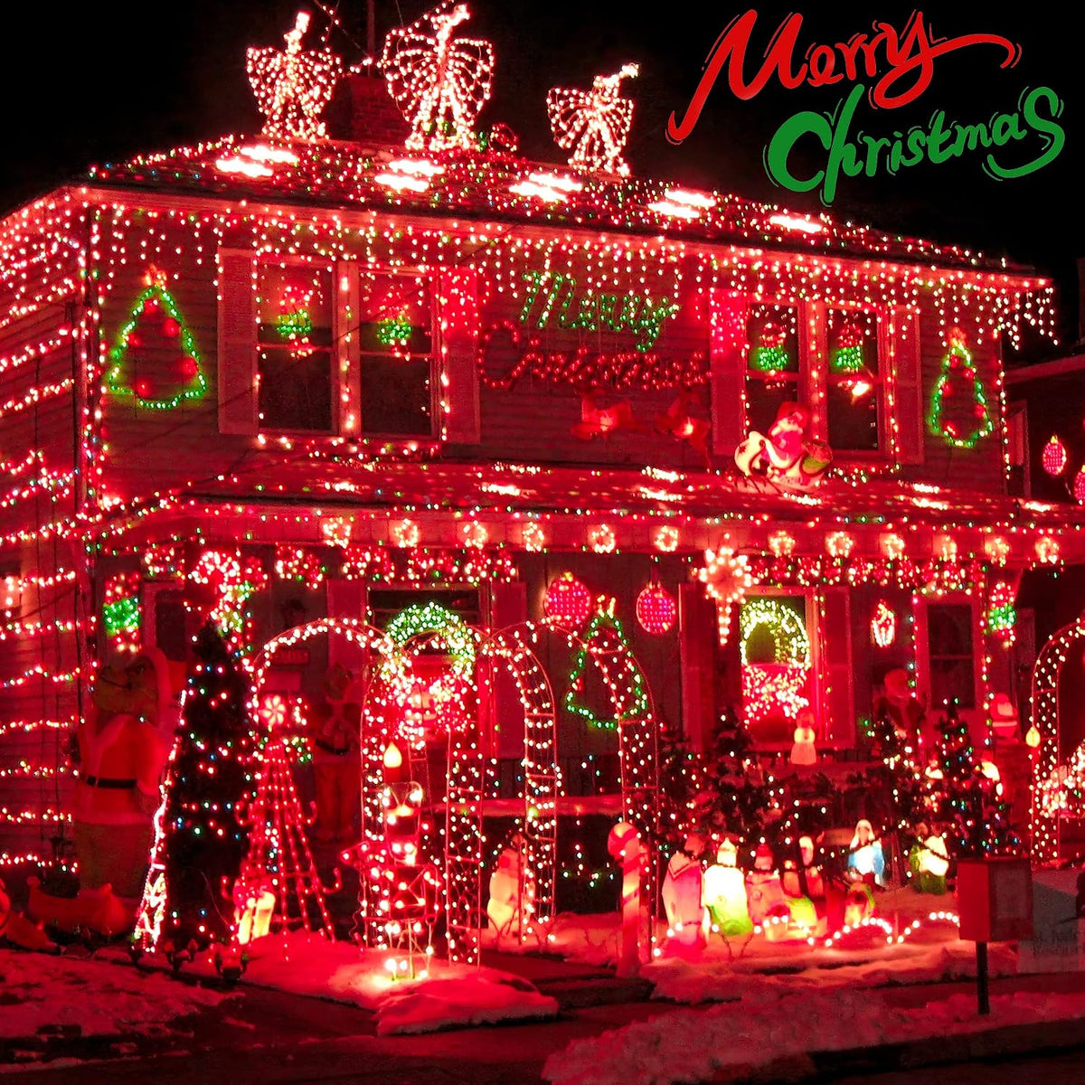 300 LED Red Icicle Lights,33FT Christmas Lights Outdoor