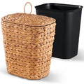BLUEWEST 2.6 Gallon Wicker Trash Can with Lid, Handwoven Rattan Bin, Walnut