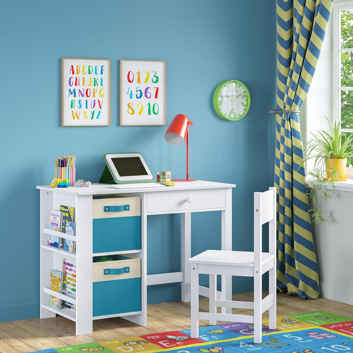 RiverRidge Kids storage bins - 10.5 Cube Storage Organizer with Handles - Turquoise Two-Tone closet organizers and storage for Toys, Shoes & More – Fits RiverRidge Cabinets