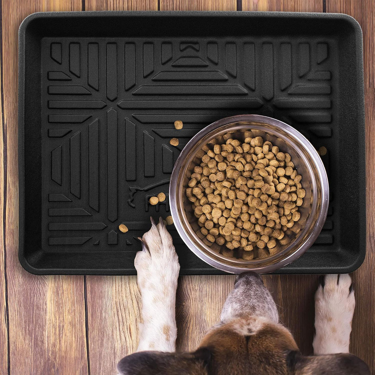 FH Group Climaproof for All Weather Protection Black Multi-Purpose Pet Feeding Bowl Tray, Dog Bowl Tray, Boot Tray, Shoe Tray, Great for Entryway or Garage 20