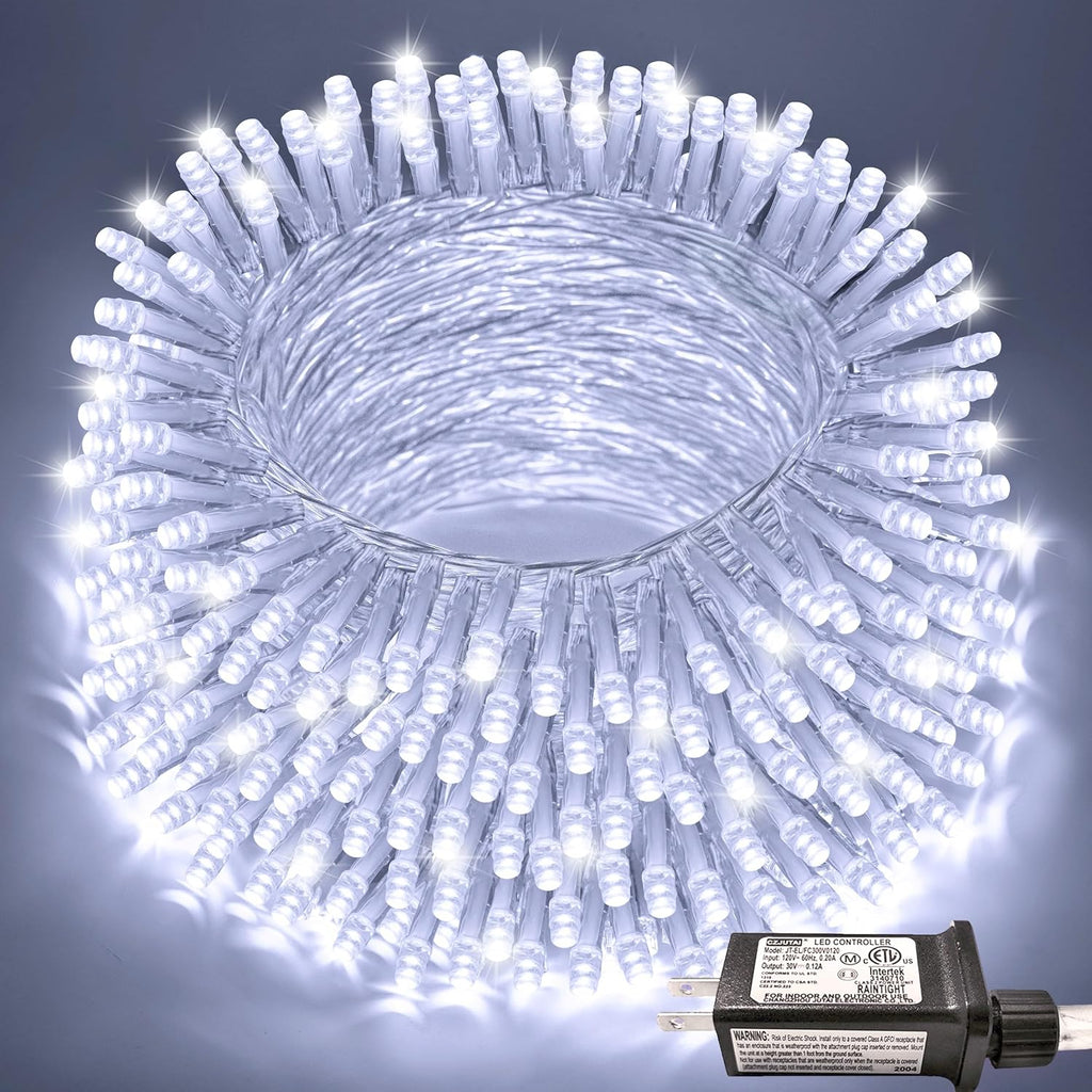 JMEXSUSS 66ft 200 LED White Christmas String Lights Indoor Outdoor Plug in