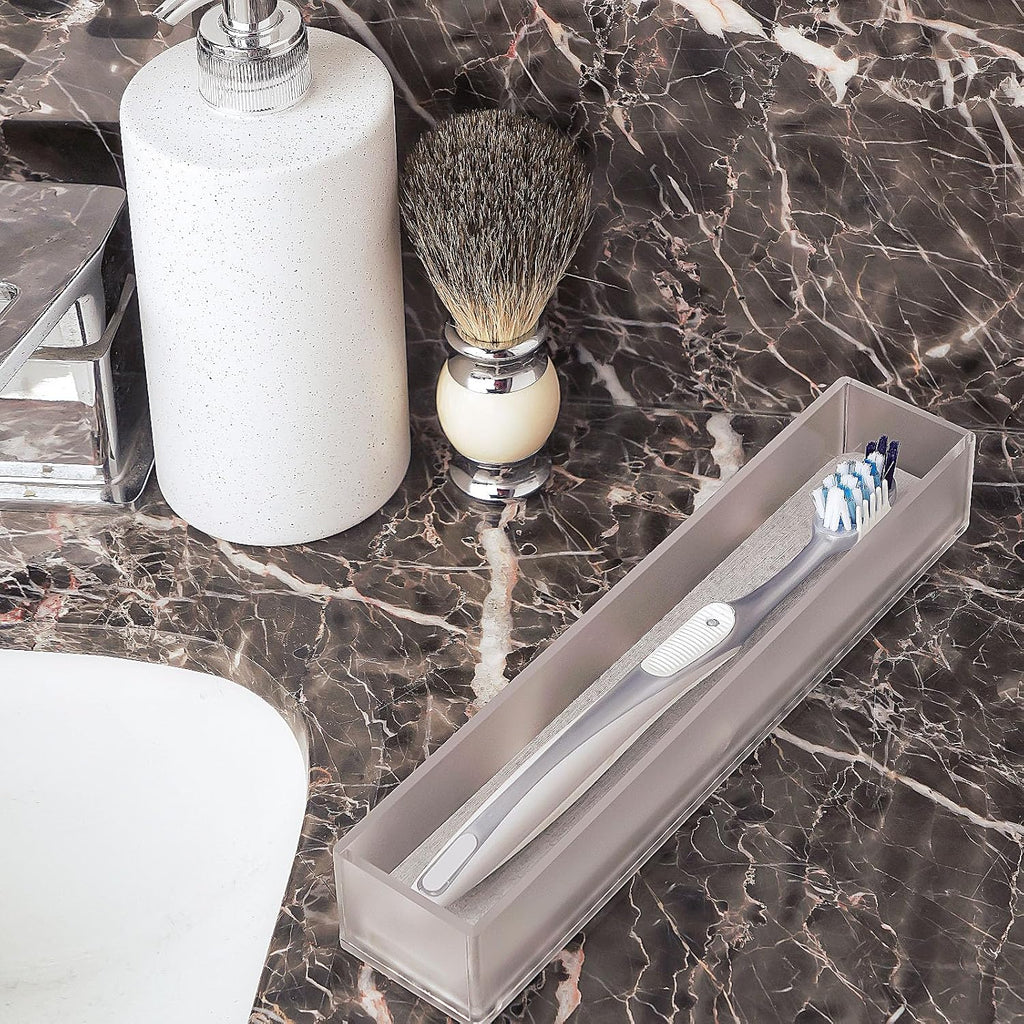 Linkidea 2-Pack Acrylic Toothbrush Holder with Diatomite Drainage Base