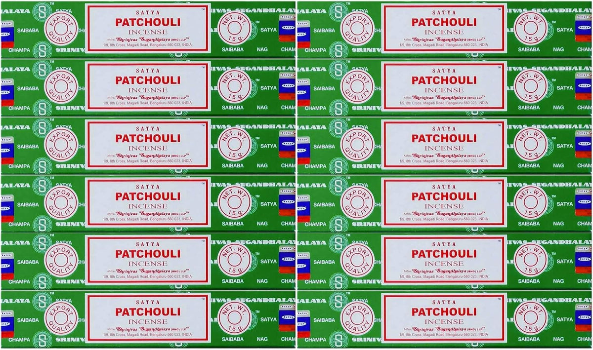 Satya Nag Champa Patchouli Incense Sticks, 12 Count