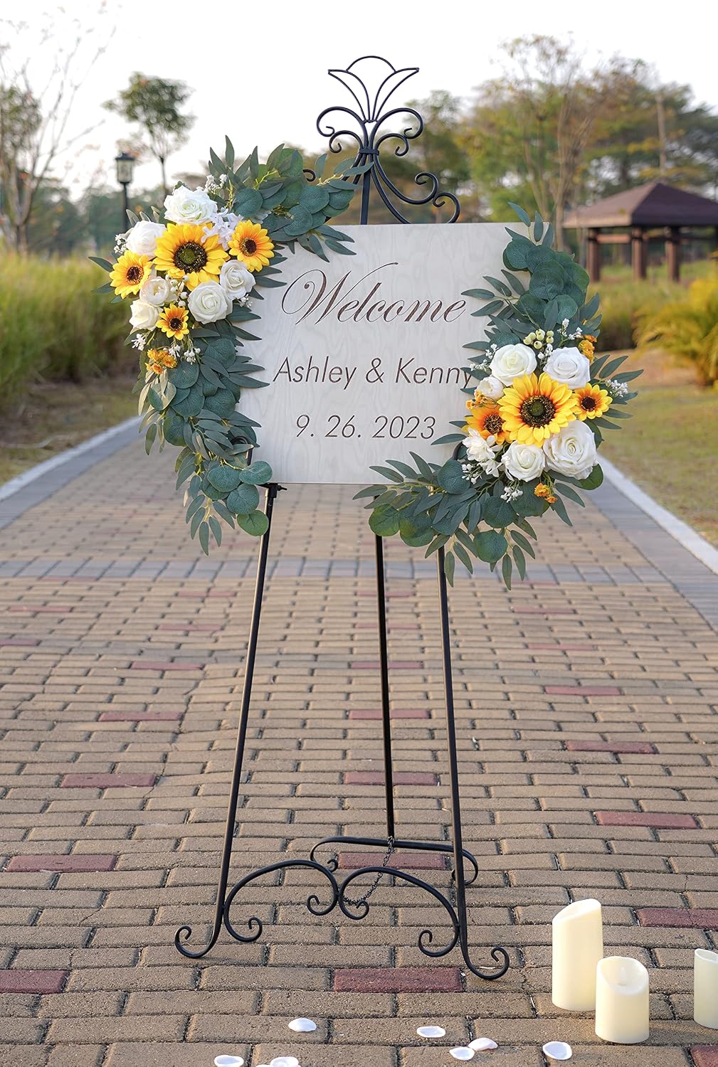 ponatia Artificial Sunflowers Wedding Arch Flowers Set of 2
