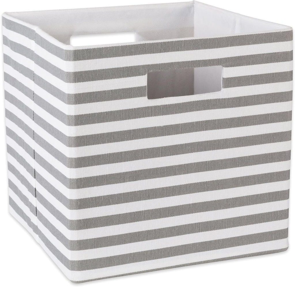 DII Collapsible Polyester Storage Cube, Pinstripe, Gray, Large