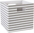 DII Collapsible Polyester Storage Cube, Pinstripe, Gray, Large