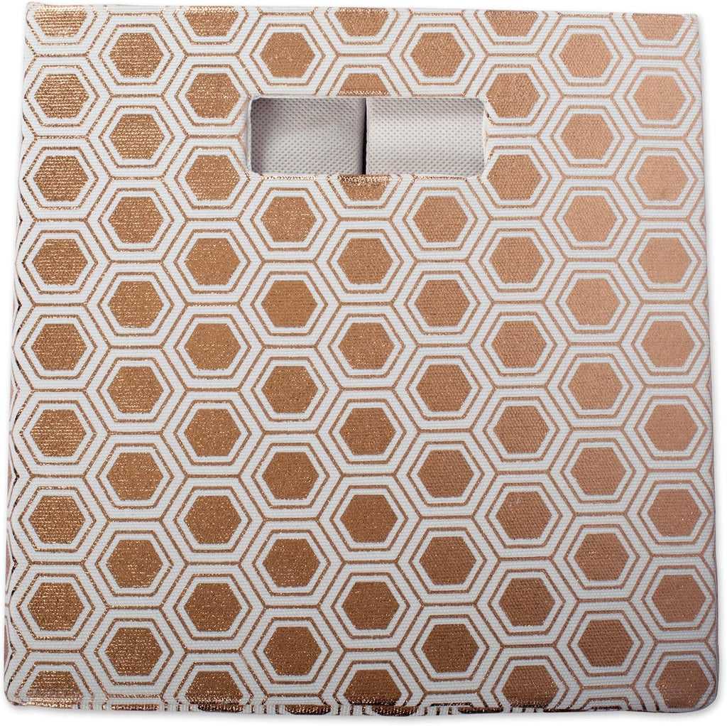 DII Collapsible Polyester Storage Cube, Honeycomb, Copper, Small
