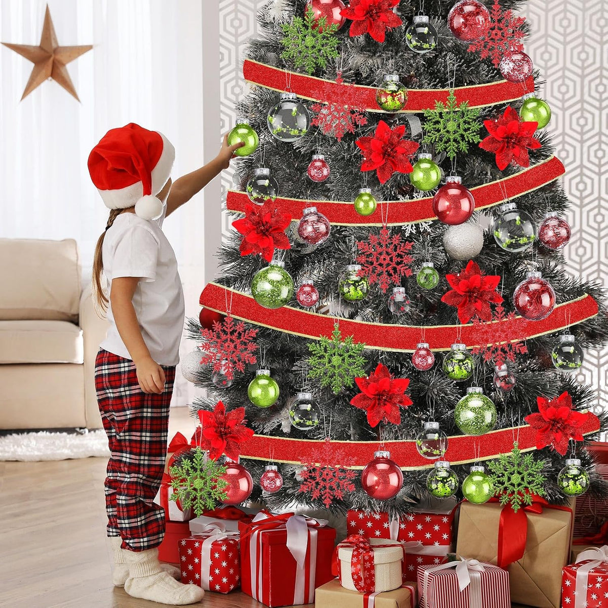 Jenaai Green Red 74 Pcs Christmas Ball Ornaments Tree Decorations