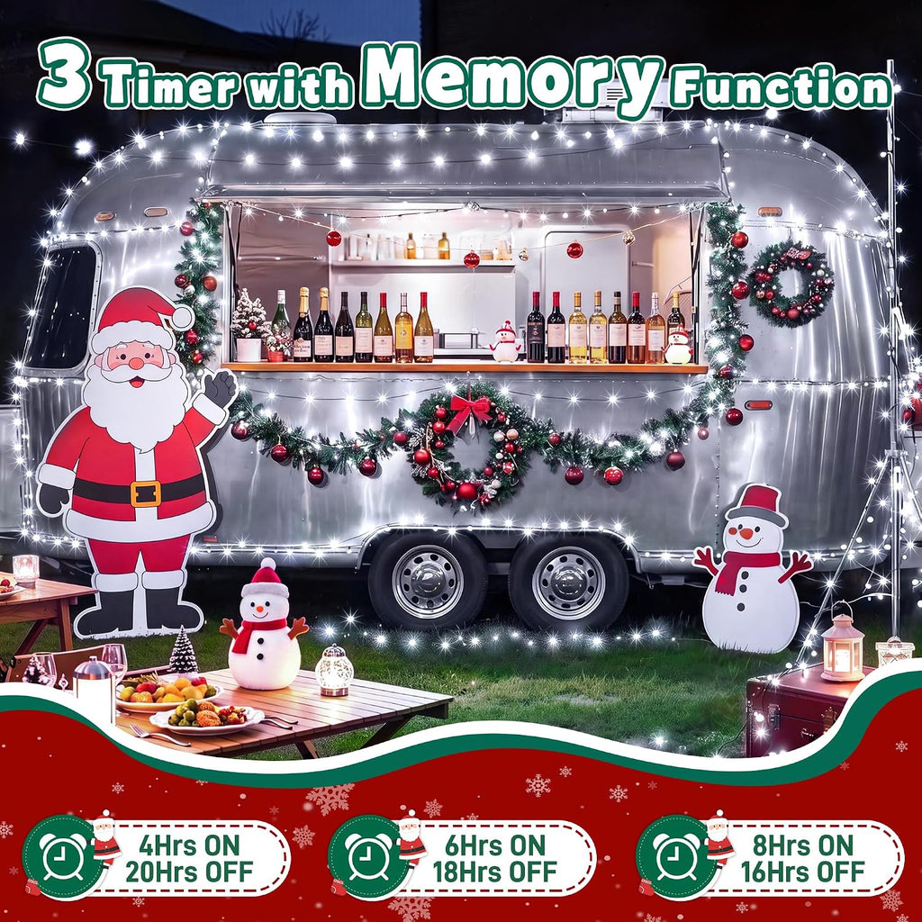 Outdoor Christmas Lights 300 LED 98FT, 13 Modes Cool White