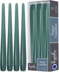 Hyoola Tall Taper Candles - 10 Inch Sage Green Unscented Dripless Taper Candles - 8 Hour Burn Time - 12 Pack