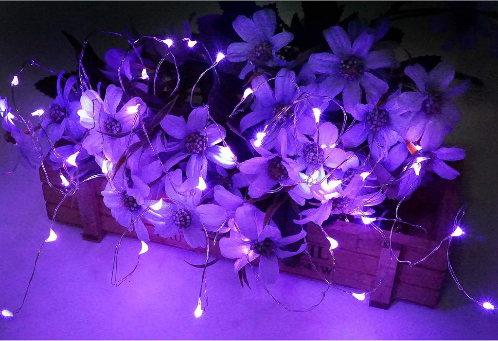 Fairy Lights Battery Operated (Included), 6.6ft 20 LED Mini String Light, Waterproof Silver Wire Firefly Starry Light for DIY Wedding Christmas Party Mason Jars Decor Indoor (Purple, 18 Pack)