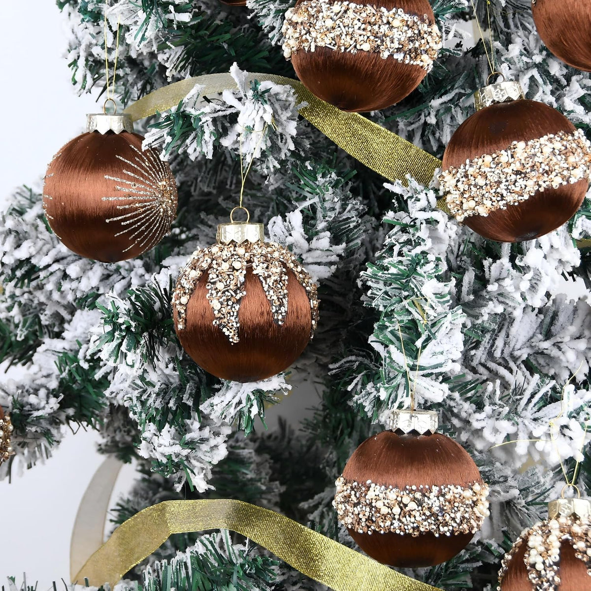 Brown Ornaments for Christmas Tree Decorations - Satin Christmas Ball Ornaments Luxury for Xmas Holiday Party Indoor Decor - 80mm 3.15inch Pack of 15