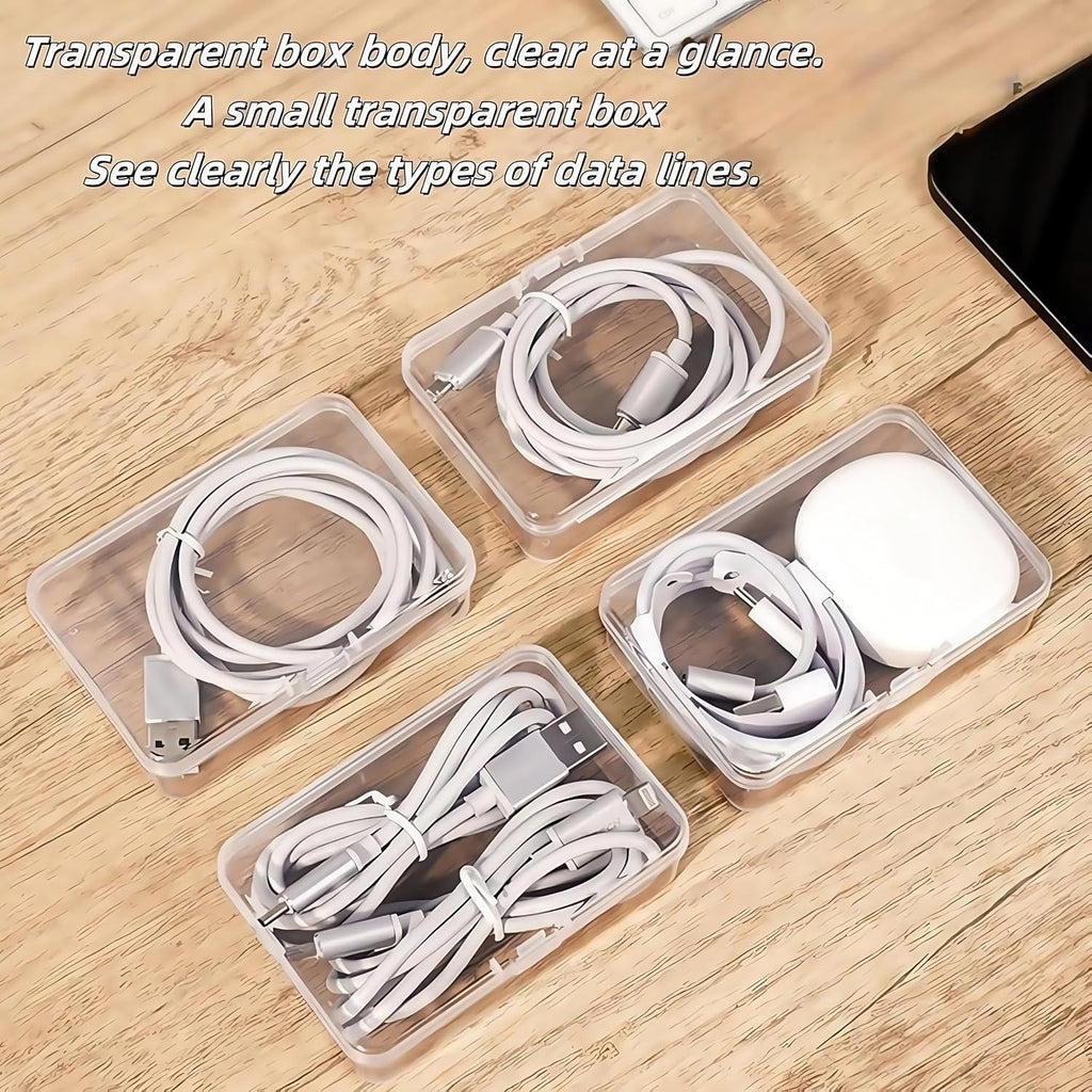 7 Grid Clear Cable Organizer Box with Switch for Desktop Cord Storage