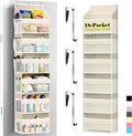 PAULONE 1 Pack Heavy Duty Over the Door Organizer, 6 Large + 12 Mesh Pockets with 89 lbs Capacity, Space-Saving Hanging Storage for Shoes, Toys, Bedroom & Closet (6-Layer Off-White)