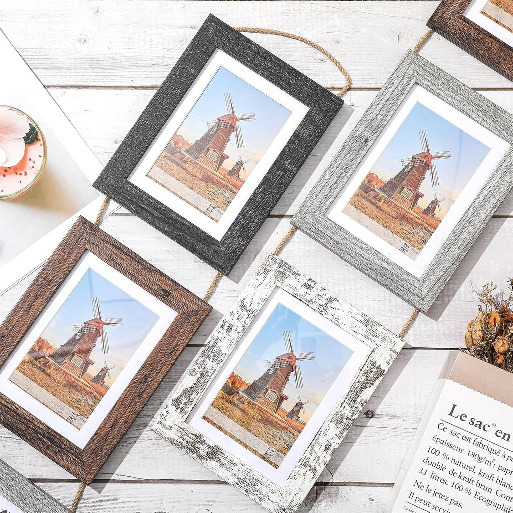 Qunclay 2 Set 5x7 Hanging Collage Picture Frames, Rustic Farmhouse Decor