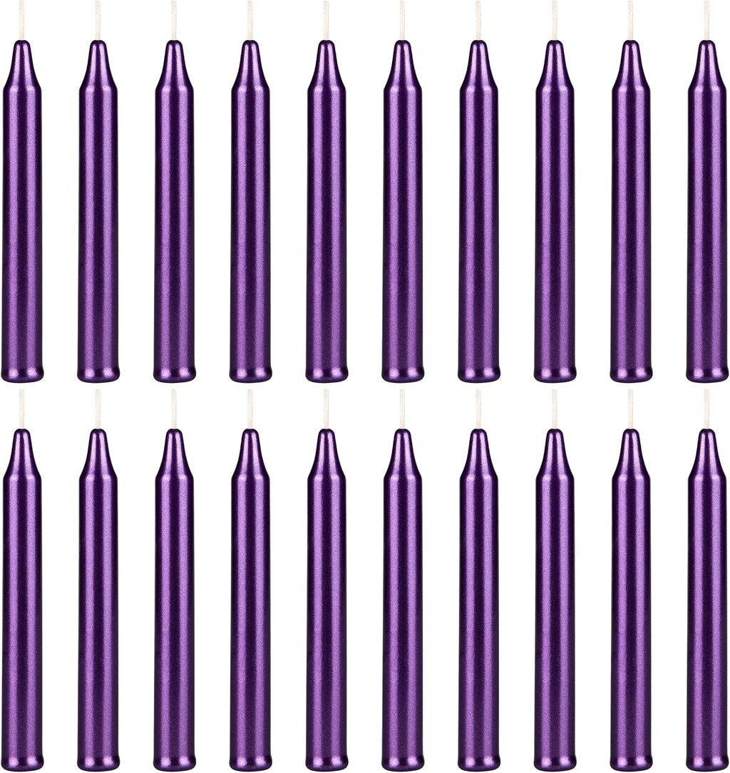 Mega Candles Mini Taper Chime Spell Candle 20 Count 4" x 1/2" Mtl D-Purple