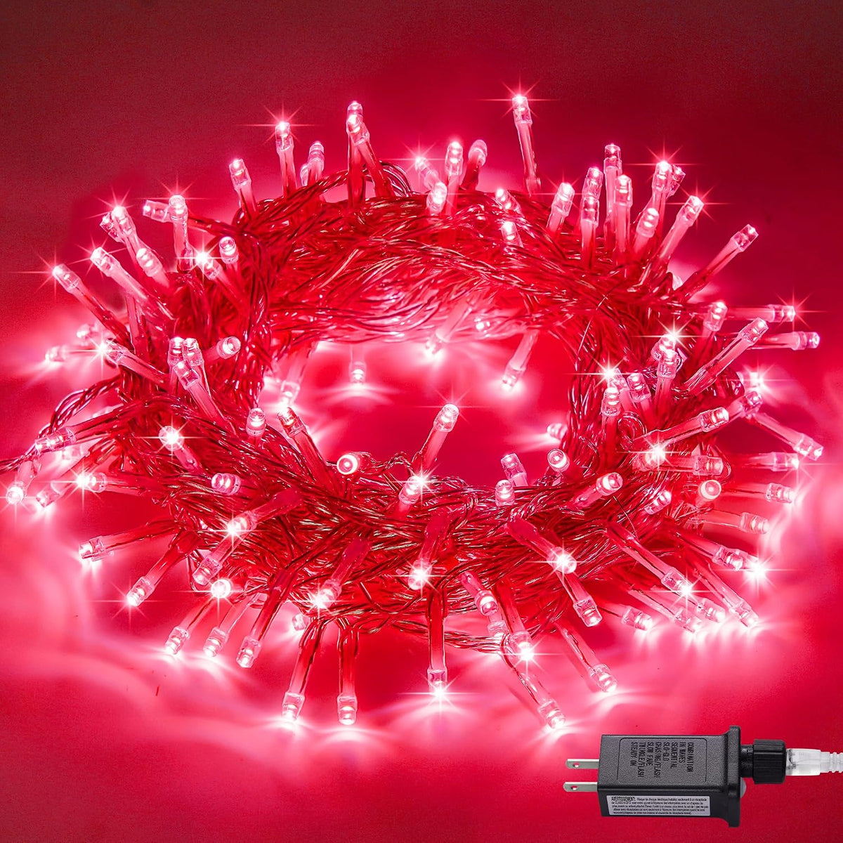 JMEXSUSS Connectable 33ft 100 LED Red Halloween String Lights Clear Wire