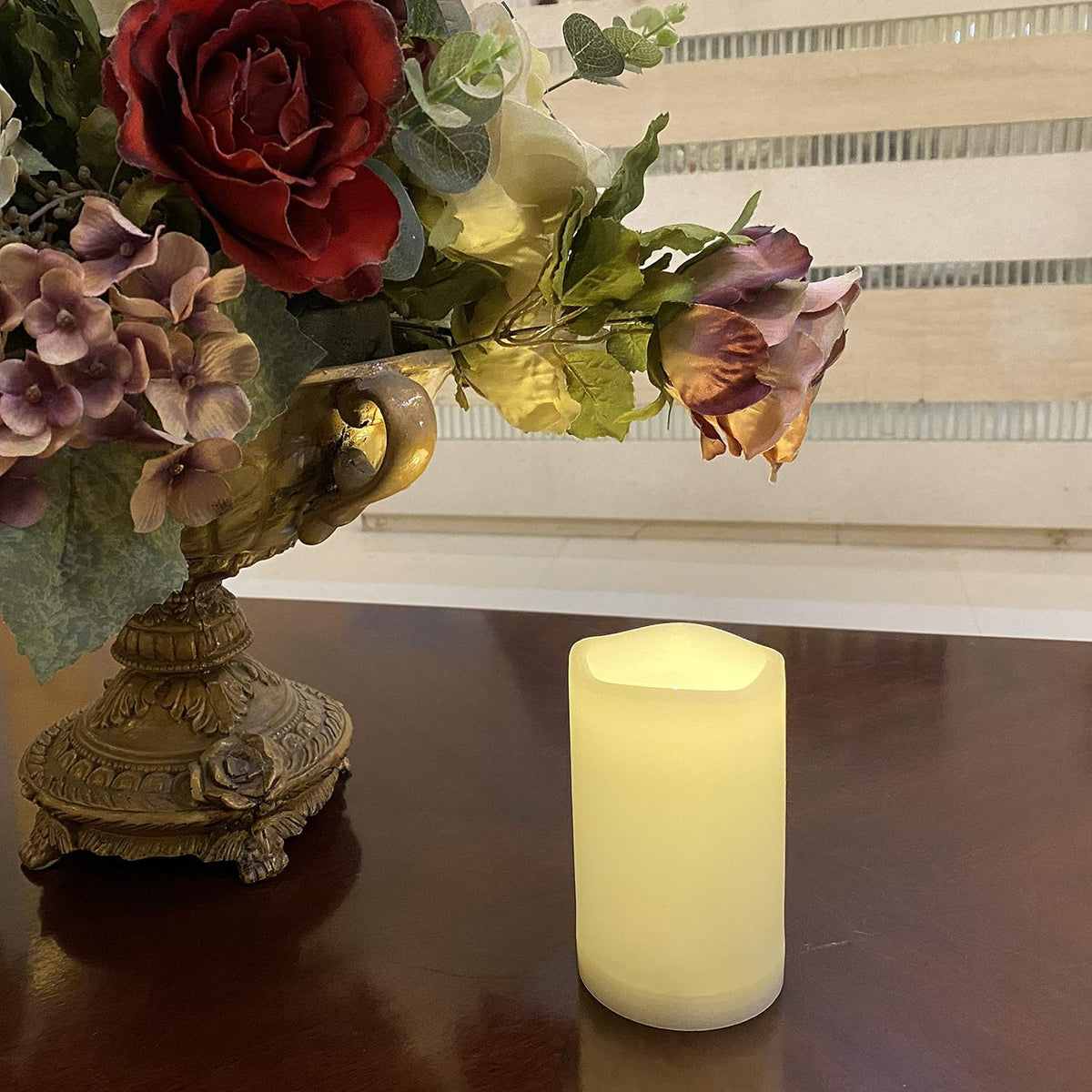 Waterproof Outdoor Flameless Pillar Candle with Timer, 1 Pack, 3” x 5”
