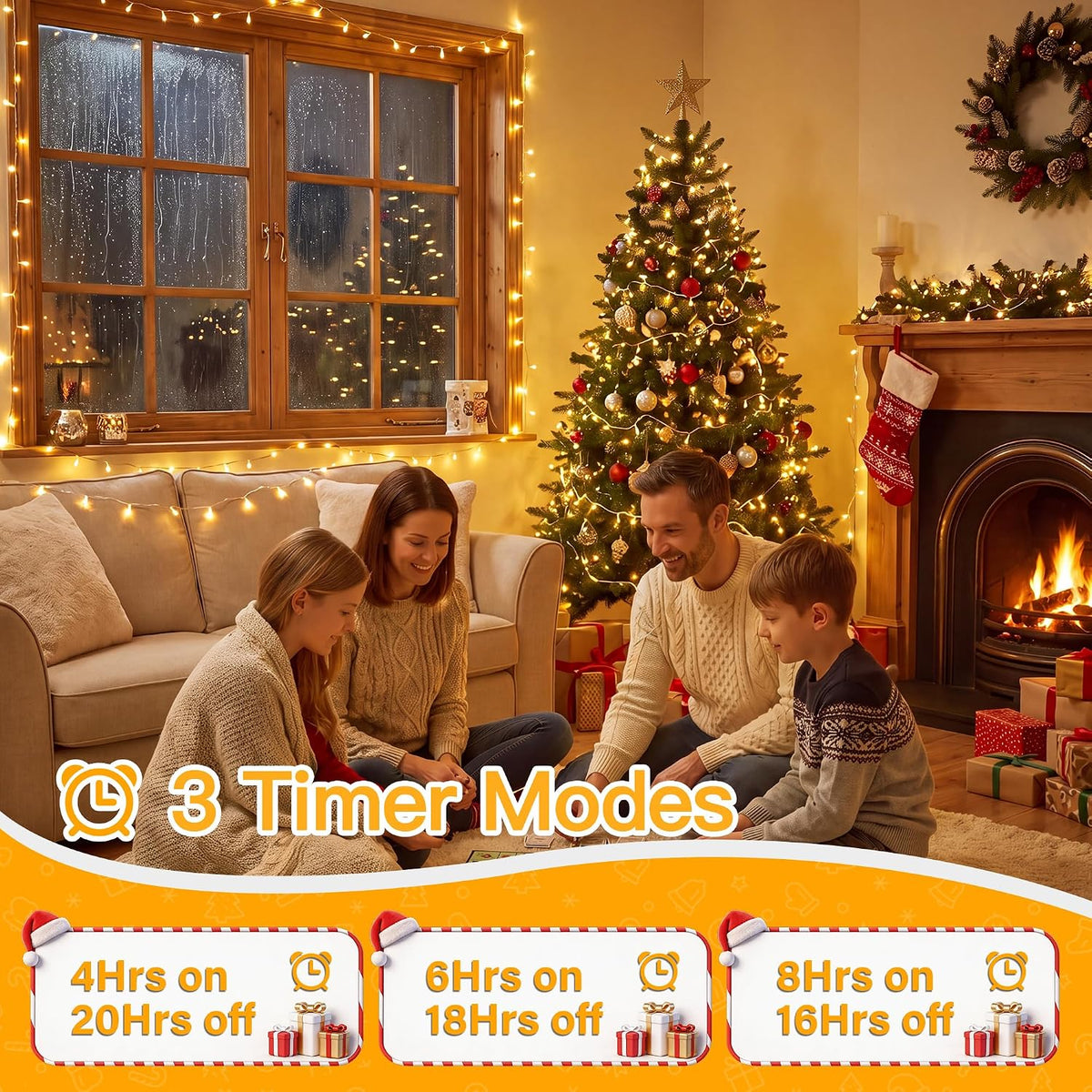 Ollny 100 LED Christmas Lights 33FT, Warm White Connectable Fairy Lights