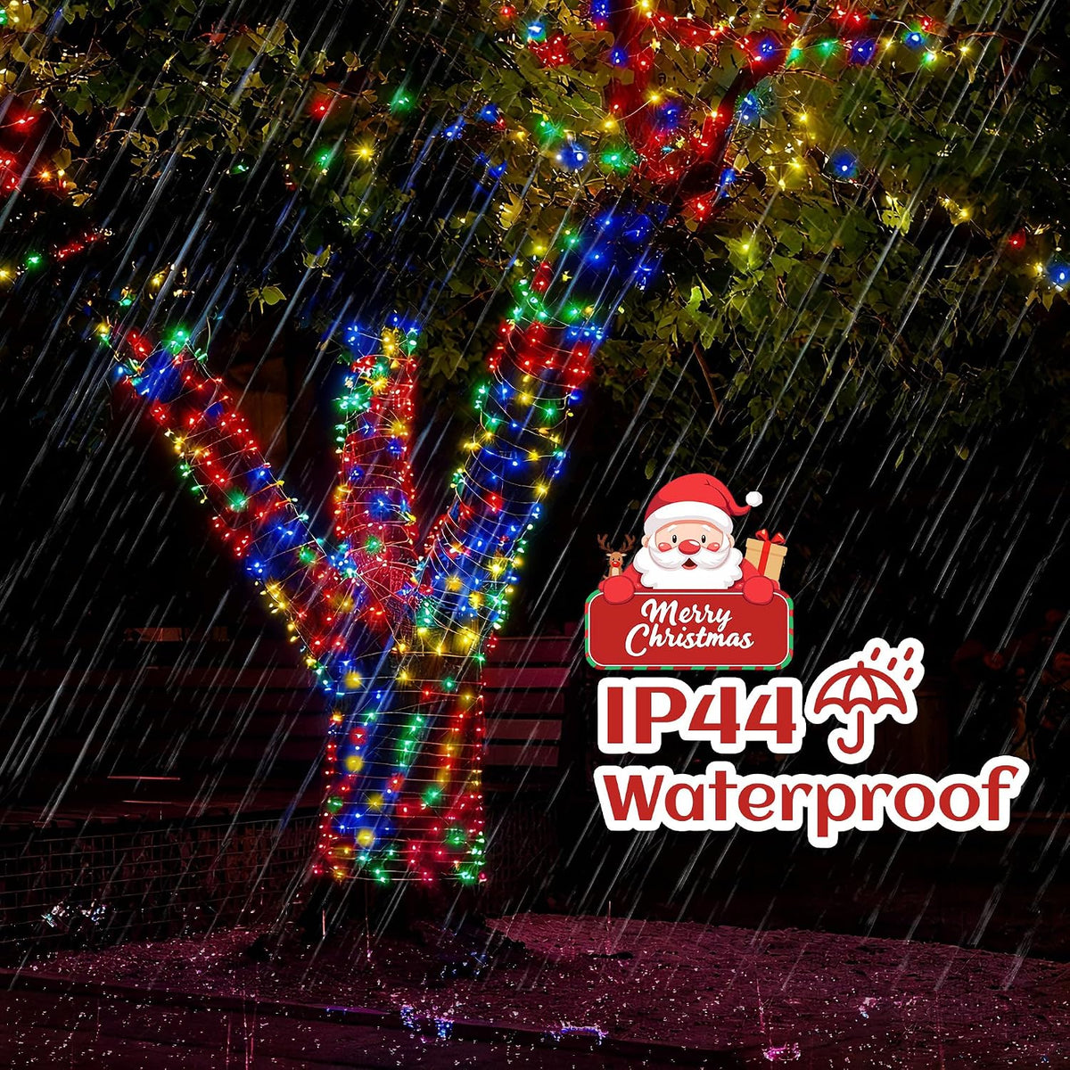 Christmas Lights Outdoor,66ft Multicolor Christmas String Lights - Remote