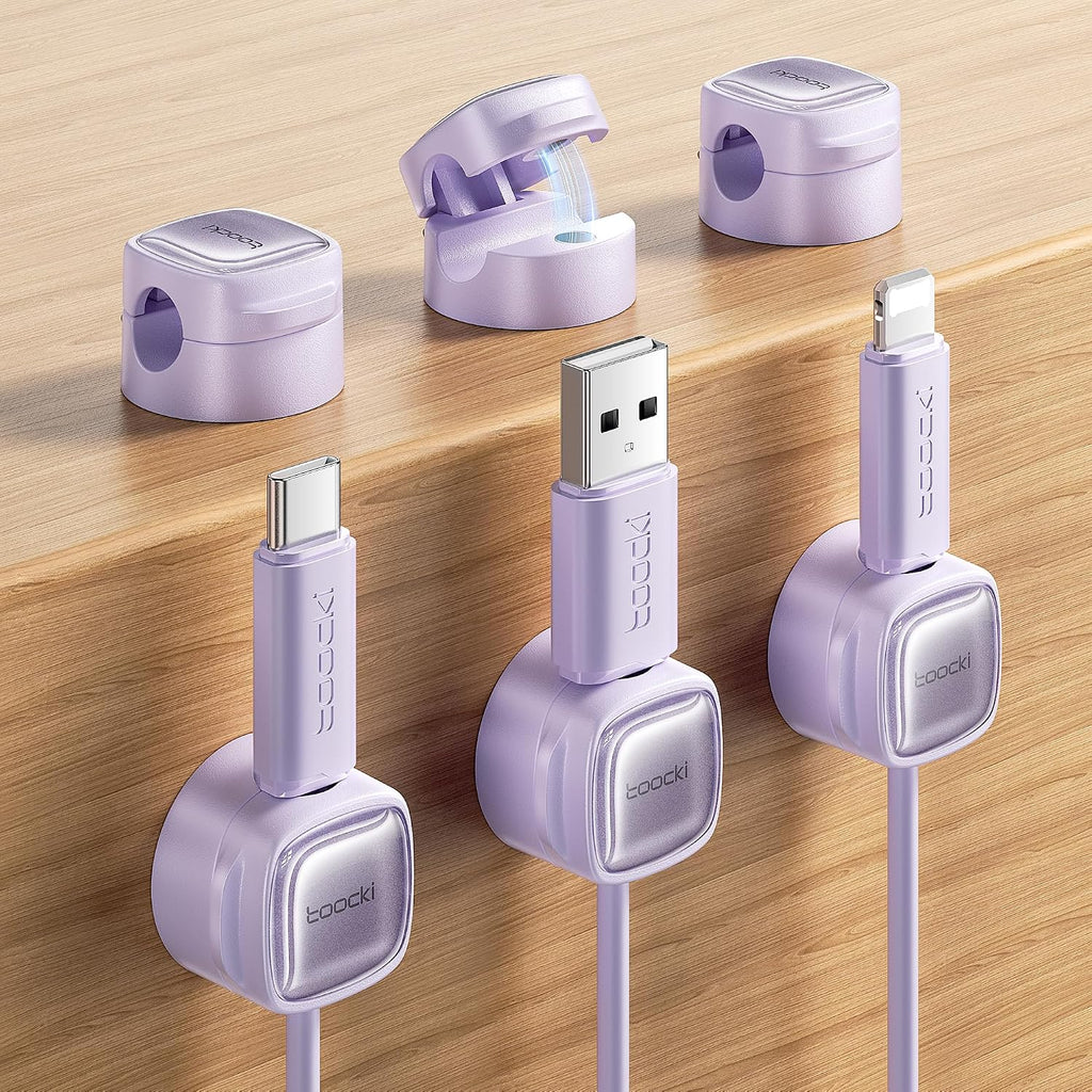 Toocki 6 Pack Magnetic Cable Clips, Purple
