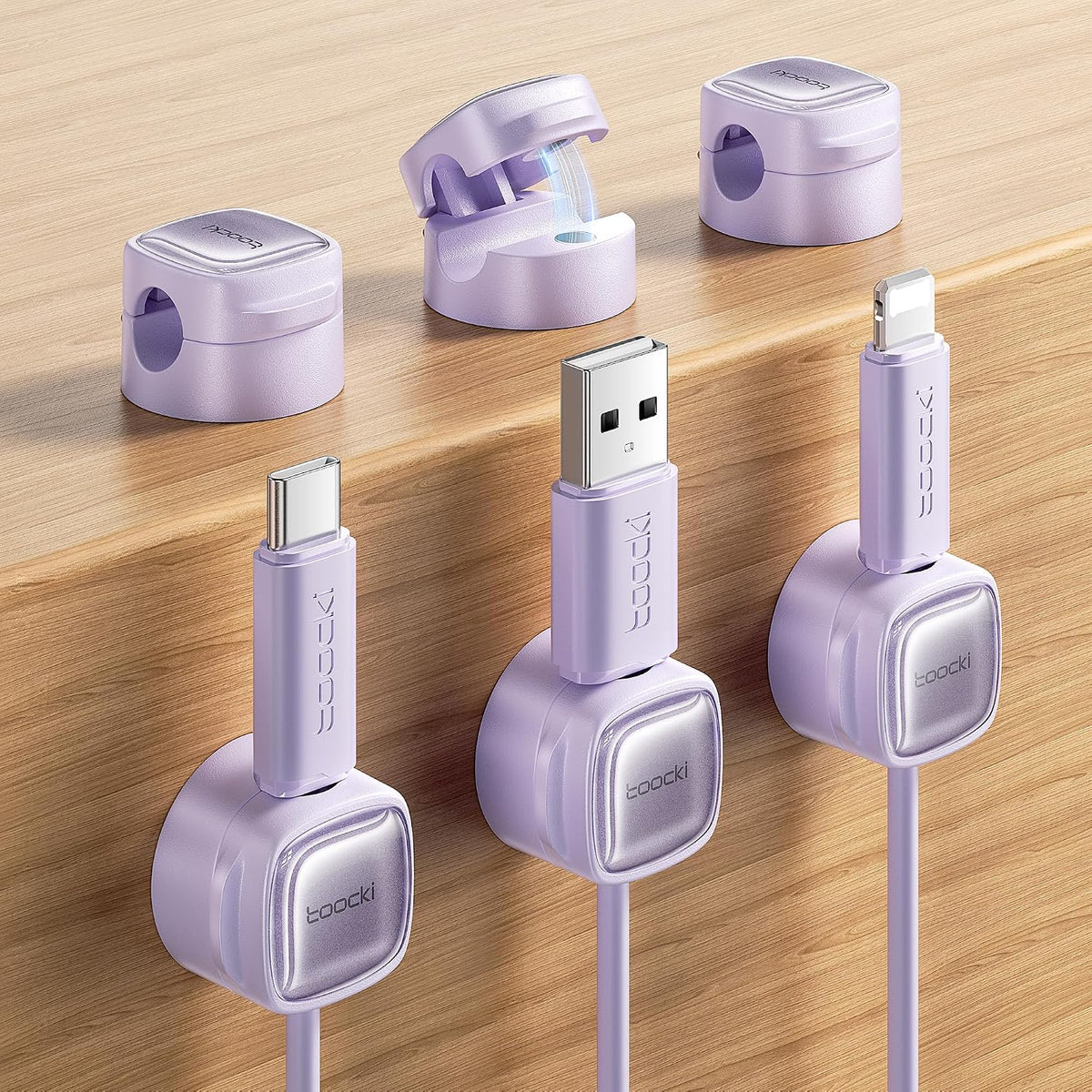 Toocki 6 Pack Magnetic Cable Clips, Purple