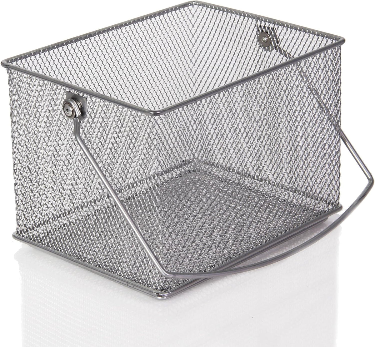 YBM Home Mesh Wire Food Storage Organizer Bin Basket with Handle for Kitchen Pantry, Cabinets, Bathroom, Laundry Room, Closets, Garage - Rectangle Metal Farmhouse Mesh Basket, 2 PACK