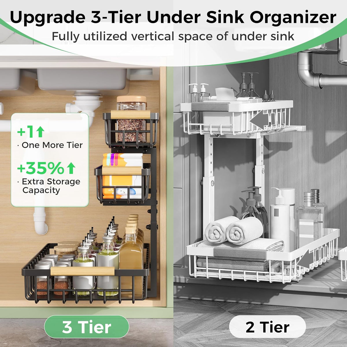 3 Tier Under Sink Organizer: Pull Out Cabinet Storage for Bathroom,1 Pack