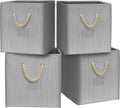 Simple Houseware 11-Inch Cube Storage Bin with Braided Handles, Gray