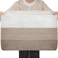 Optish 95L Large Woven Blanket Basket, Cotton Rope Laundry Basket, Brown