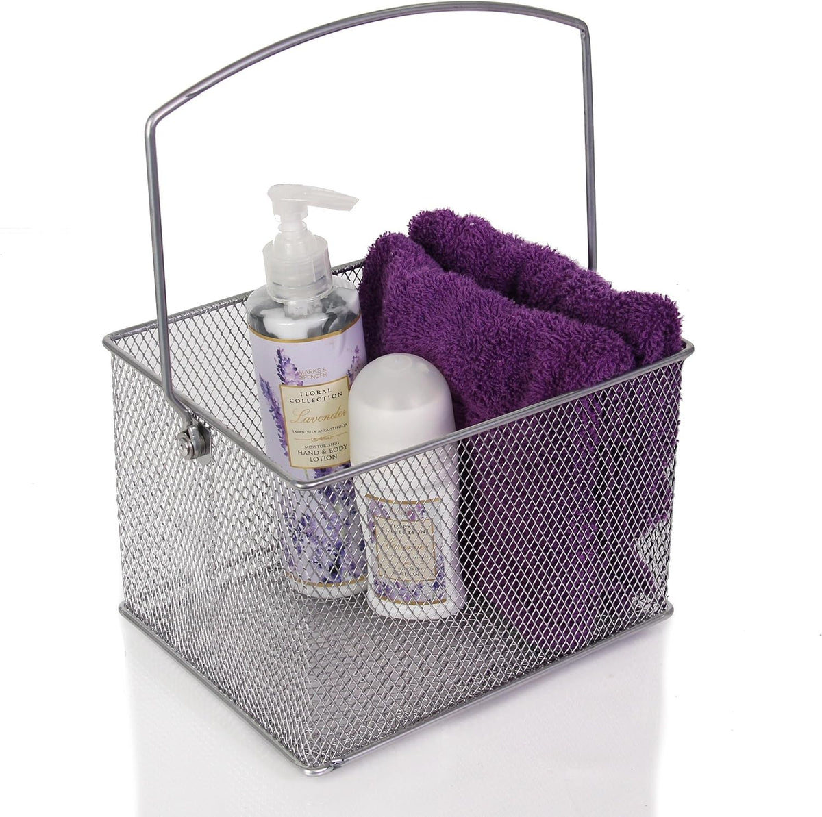 YBM Home Mesh Wire Food Storage Organizer Bin Basket with Handle for Kitchen Pantry, Cabinets, Bathroom, Laundry Room, Closets, Garage - Rectangle Metal Farmhouse Mesh Basket, 4 PACK