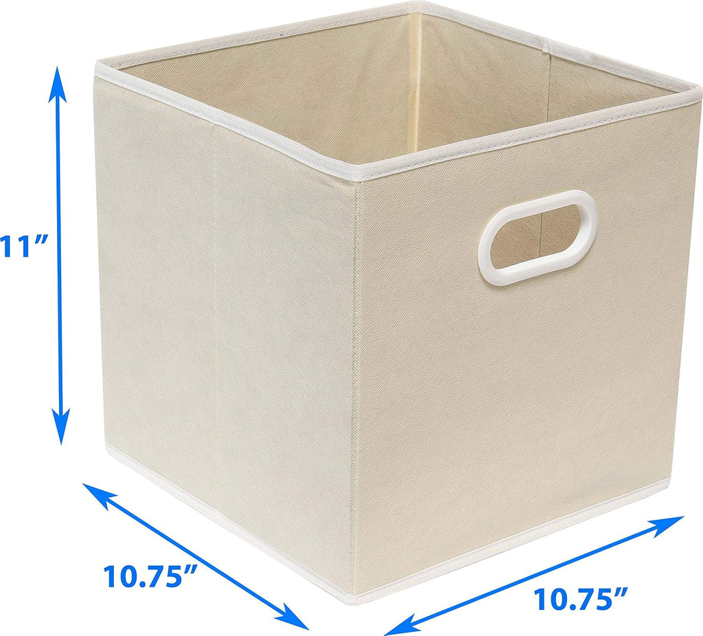 Simple Houseware 11-Inch Foldable Cube Storage Bins with Handles, Beige