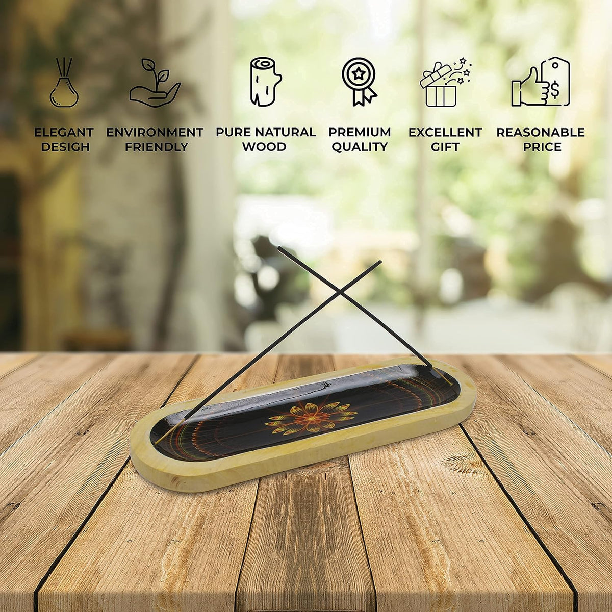 AAKRITI Wooden Incense Holder Wood | Exclusive 2-in-1 Multitasking Design | Natural & 100% Eco-Friendly | Perfect for Housewarming, Christmas, Birthday, (Galaxy)……