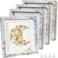 White 8x8 Shadow Box Frame Solid Wood Shadow Box Memory Display Case Glass Surface Internal Depth 0.6 inch for Wall or Tabletop（4 Pack）