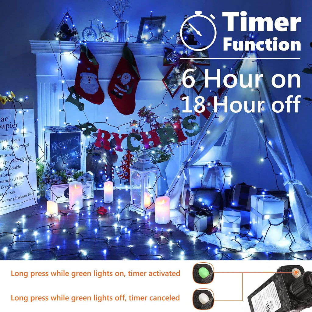 Brizled Blue White Christmas String Lights Indoor Outdoor, 78.74ft 240 LED