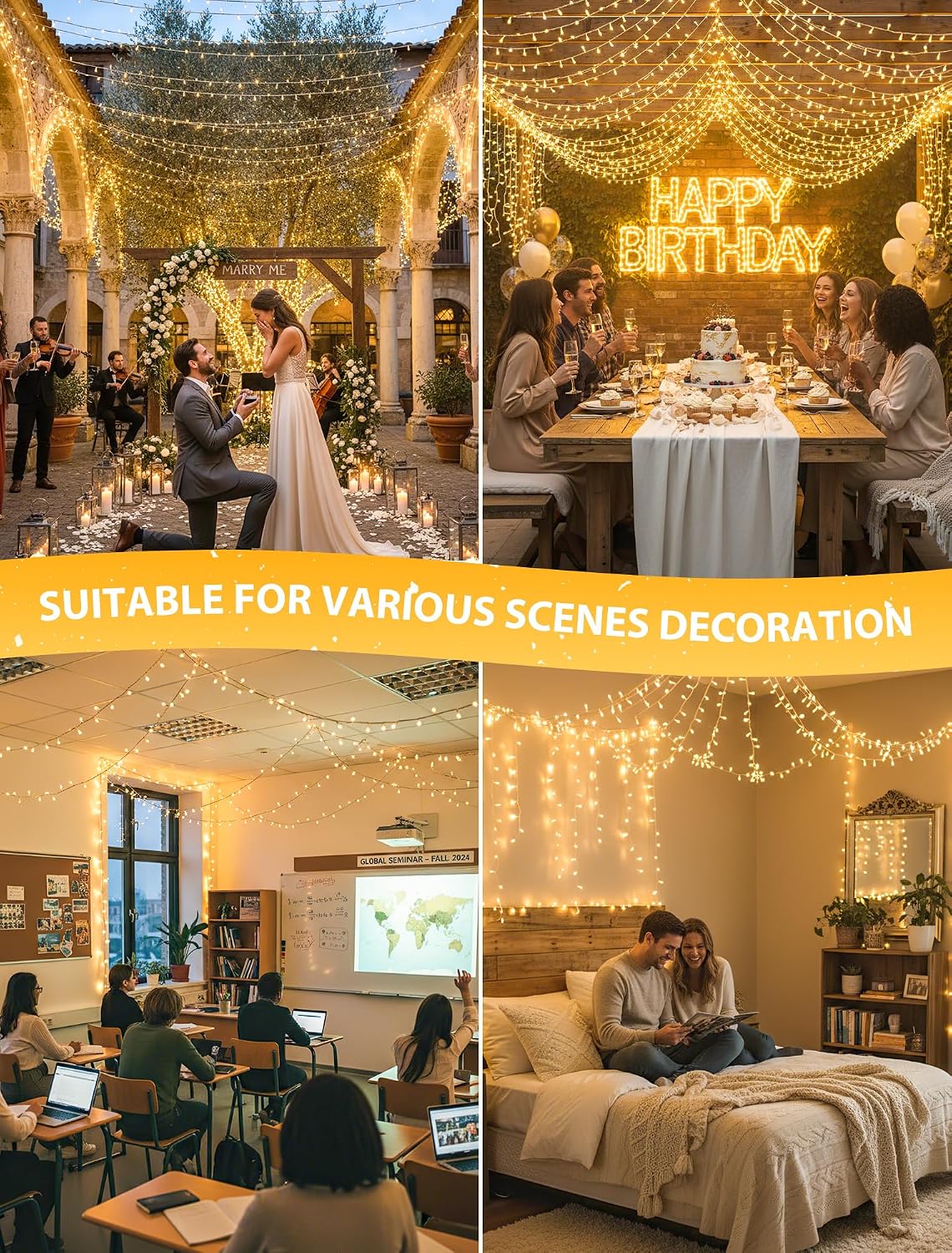 YOUNGAR Connectable 98 FT String Lights Outdoor,200 LED Christmas Lights