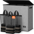 SOLEDI Large Laundry hamper 3 Section with Lid, 180L Laundry Basket, Grey
