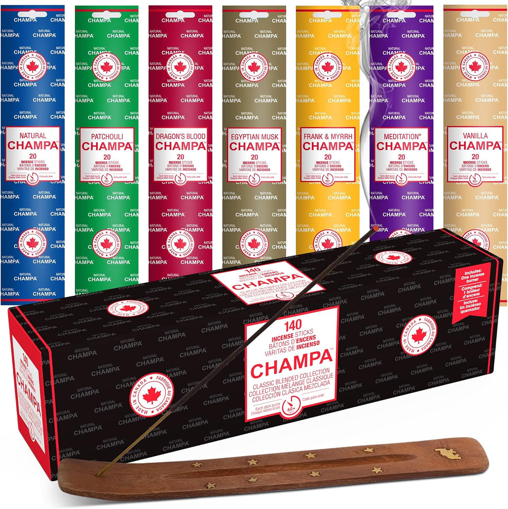 Meditation Incense Set - 140x 60 Minute Sticks with Complimentary Wood Burner - Hand Dipped - Also Perfect for Environmental Scenting and Purification