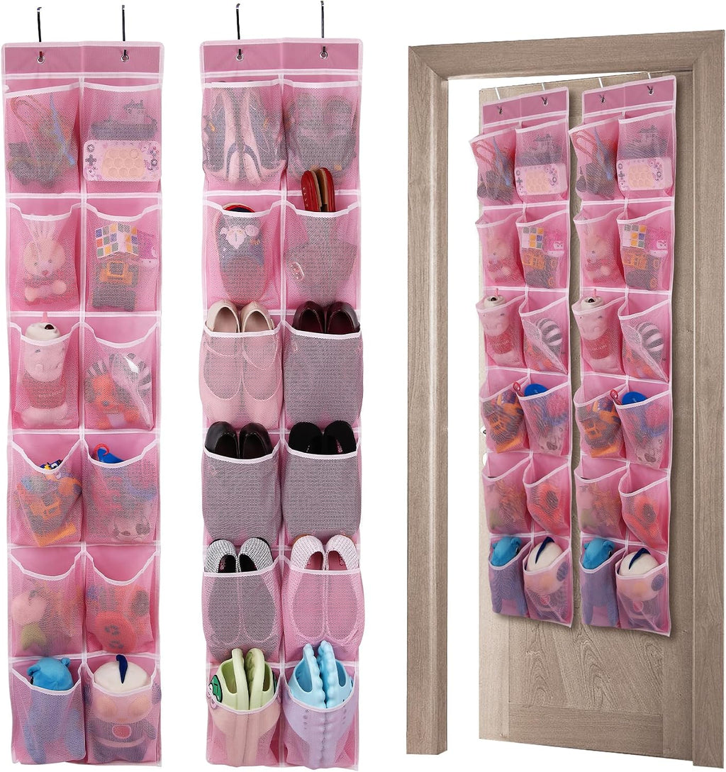 GOMAJI Over the Door Hanging Shoe Organizer, 12 Large Pockets, 2-Pack