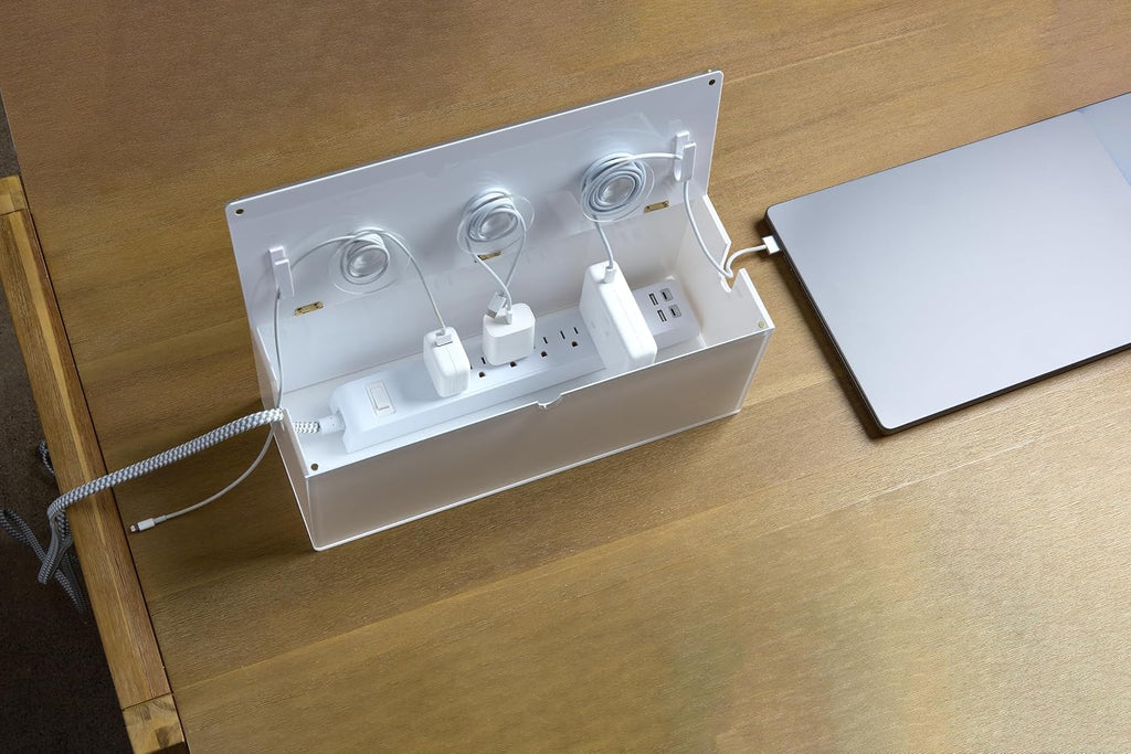 russell+hazel Acrylic Cable Management Box with Hinged Lid, Clear
