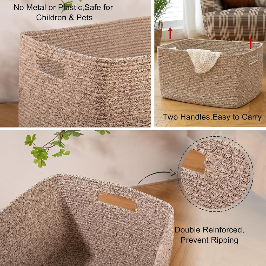OIAHOMY 118L XXXLarge basket for storage, Oversized Blanket Basket Brown
