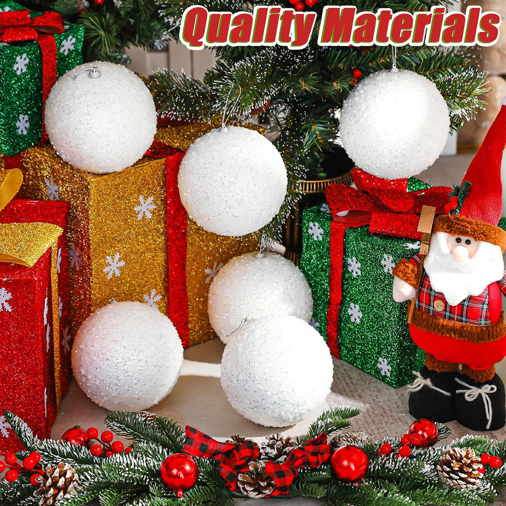 Wettarn 12 Pieces Sparkling White Large 6" Christmas Balls Ornaments