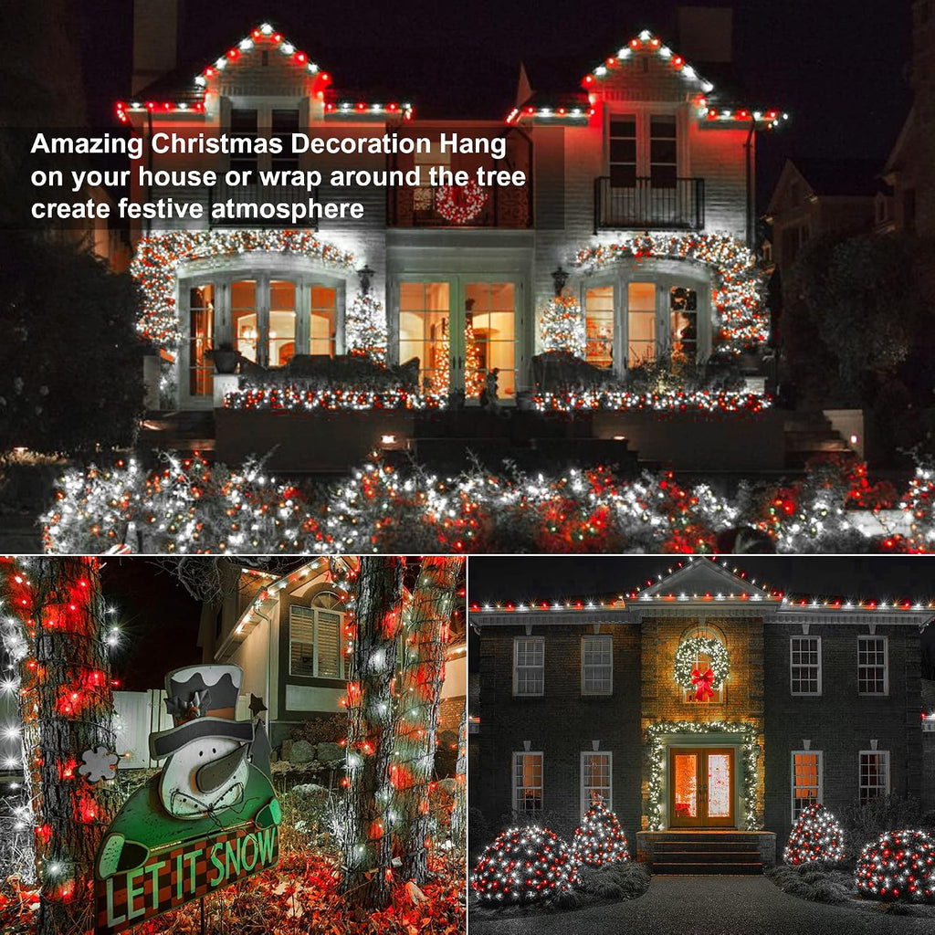 Brizled 5MM Wide Angle Christmas Lights Red & White, 100 LED Connectable