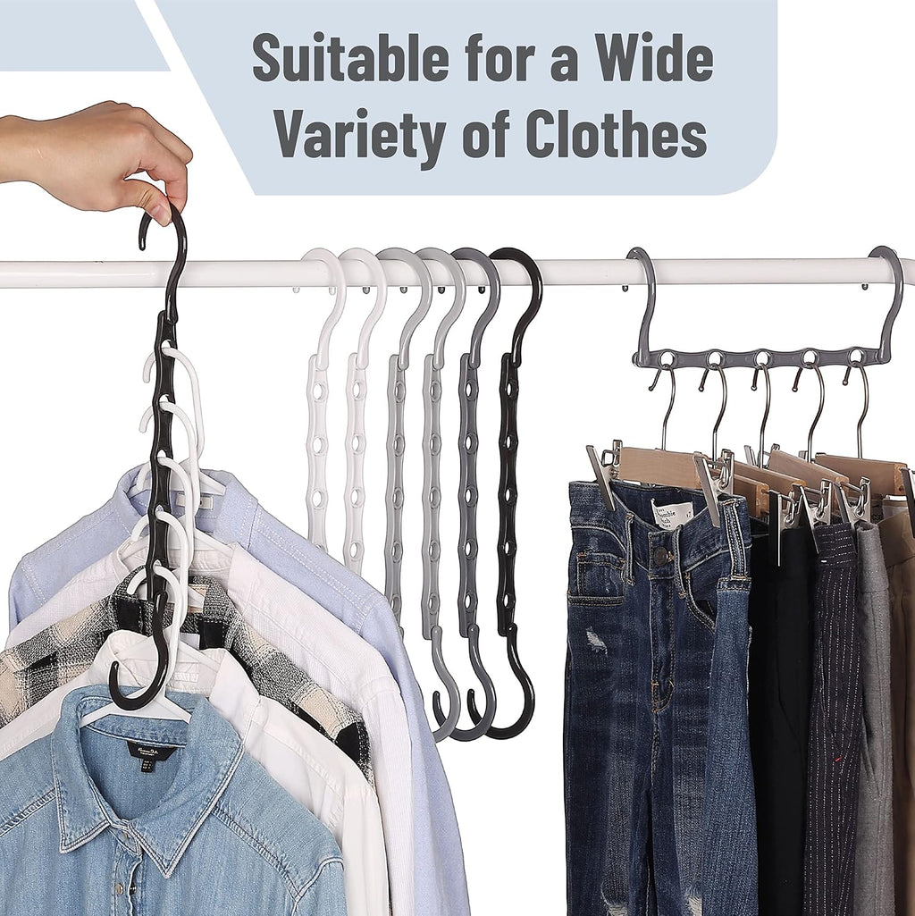 Mr. Pen- Space Saving Hangers for Clothes, 12 pcs, 4, Plastic Multi Clothes Hangers Space Saving, 5 Slots, 360° Rotating Hooks