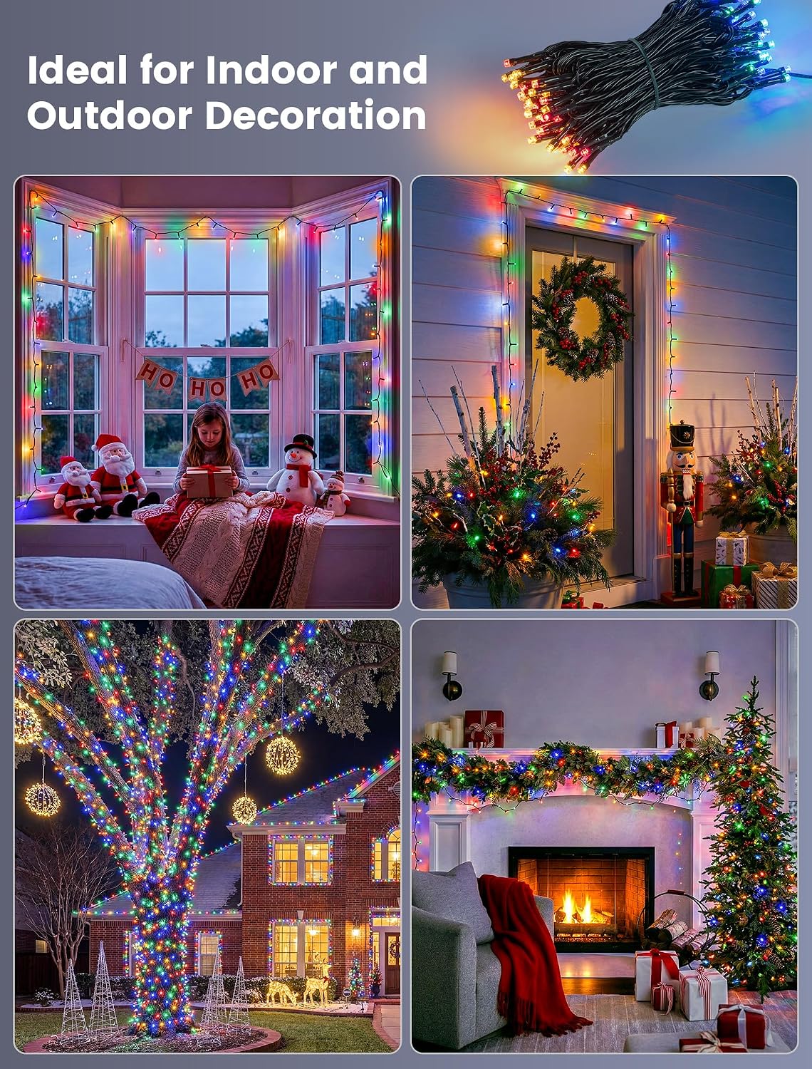 Hopolon Multicolor Halloween Christmas Fairy String Lights, 33FT 100 LED