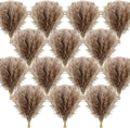 Janinka 300 Pcs Dried Fluffy Pampas Grass Bulk 17 Inch, Boho Decor, Brown