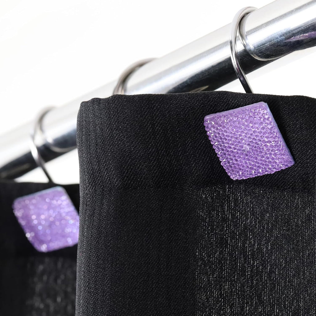 Purple Bling Shower Curtain Hooks: Lavender Christmas Curtain Rings,12Pcs