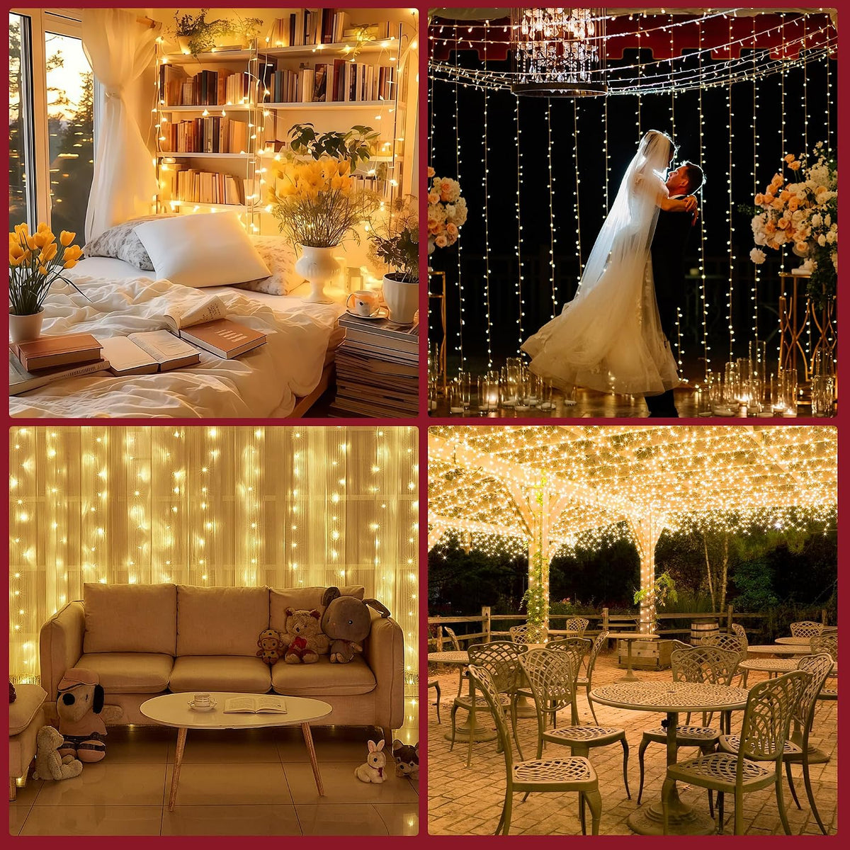 Christmas Lights Outdoor, 66ft Warm White Christmas String Lights - Remote