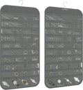 Hanging Jewelry Organizer 80-Pocket Double-Sided Storage, 2-Pack, Gray